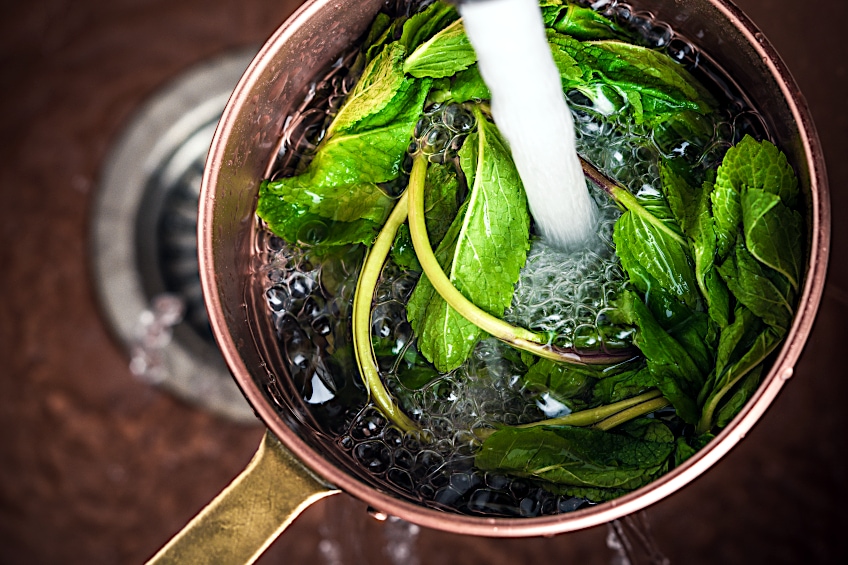 Wash Mint Leaves for Drying